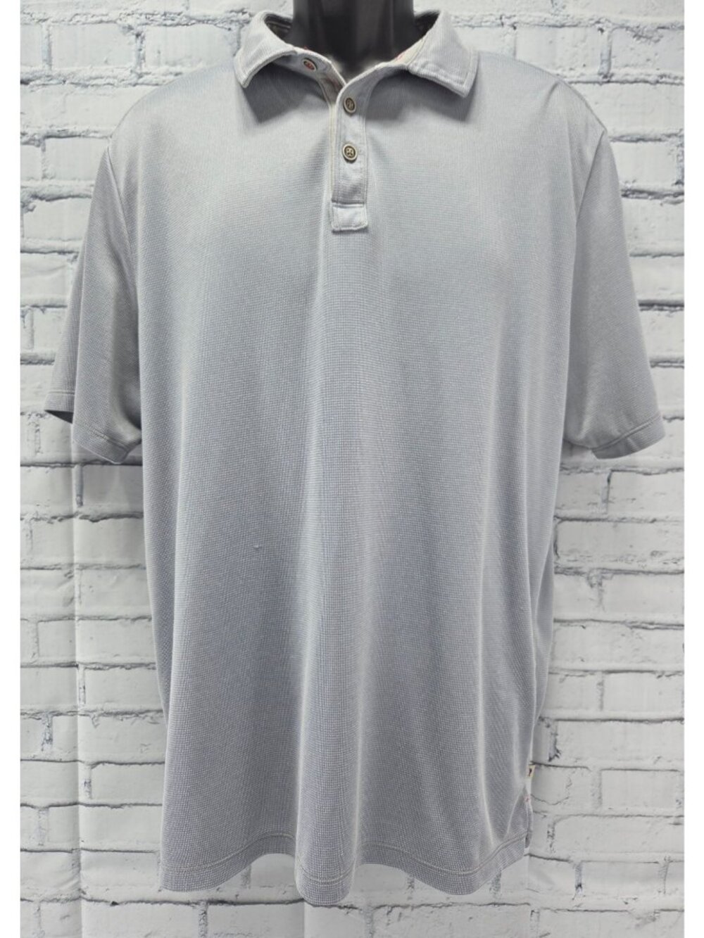 Tommy Bahama Mens Gray Polo Shirt Large Tencel Blend